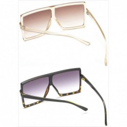 Square Oversized Square Sunglasses for Women Men Flat Top Shades Sunglasses - Transparency-brown+leopard-grey - CA18I5KIASD $...