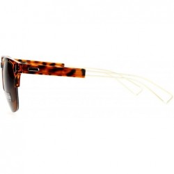 Square Fashion Womens Sunglasses Half Rim Square Designer Style Shades - Tortoise (Brown) - CD188U34595 $9.08