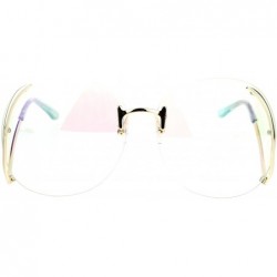 Round Womens Granny Swan Drop Temple Unique Rimless Oversized Glasses - Gold - C912NW69VE7 $14.69