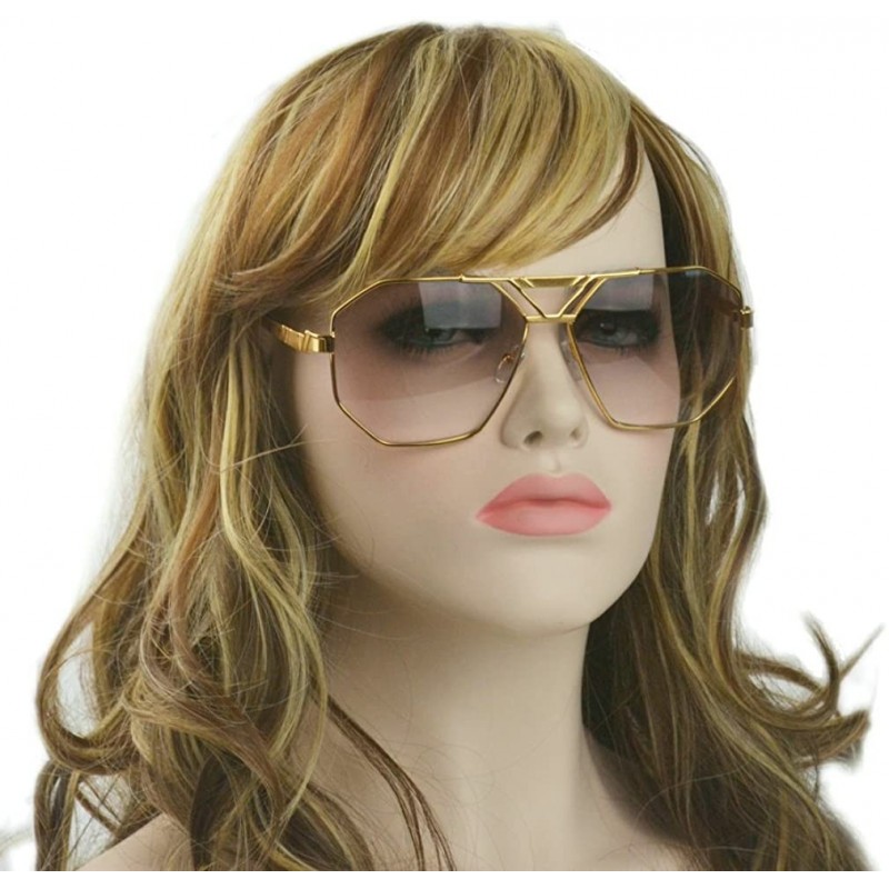 Rimless unisex rectangular sunglasses special metal bridge - Bronze - CQ12IN2QUEN $13.89