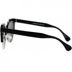 Cat Eye Diva Mirrored Color Mirror Double Frame Cat Eye Sunglasses - Black Blue - CH12LCJOBXL $15.12