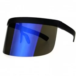 Goggle Extra Oversize Visor Style Huge Mask Color Mirror Funky Sunglasses - Blue - C9184HHRZSY $31.60