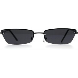 Cat Eye Womens Narrow Rectangular Rimless Cat Eye Metal Rim Retro Sunglasses - Gunmetal Black - CV18HZ7MNRR $23.29