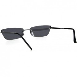 Cat Eye Womens Narrow Rectangular Rimless Cat Eye Metal Rim Retro Sunglasses - Gunmetal Black - CV18HZ7MNRR $9.57