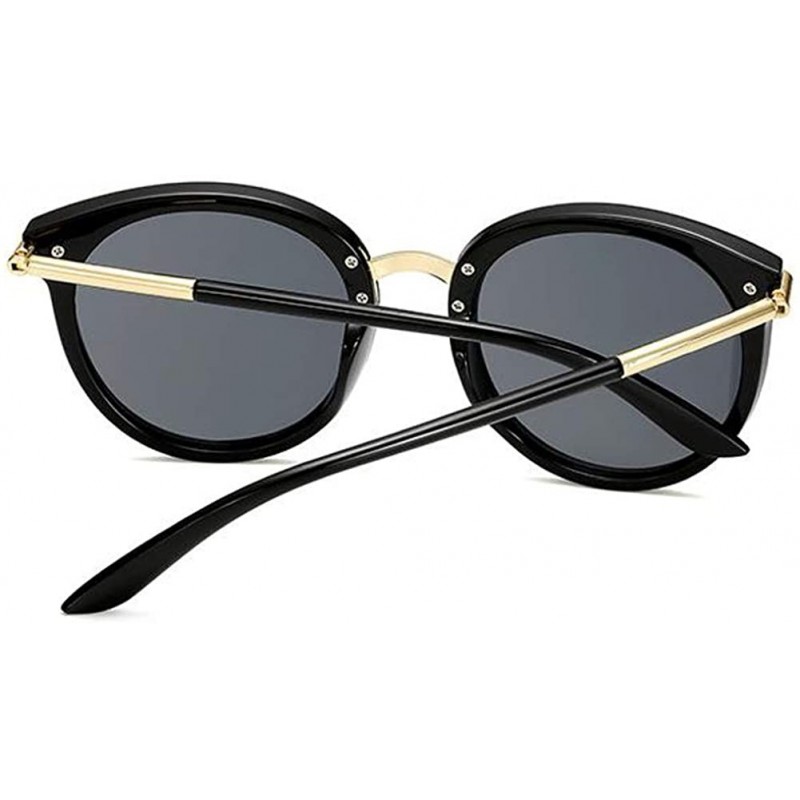 Round Vintage Round Polarized Sunglasses for Women Classic Retro Designer Style - Black - C918XD3DO8O $15.03