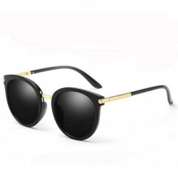 Round Vintage Round Polarized Sunglasses for Women Classic Retro Designer Style - Black - C918XD3DO8O $15.03