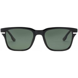 Square Square Frame Flat Top Sunglasses Retro Style Design - Black Frame Green - CI18ADMUXTZ $17.58