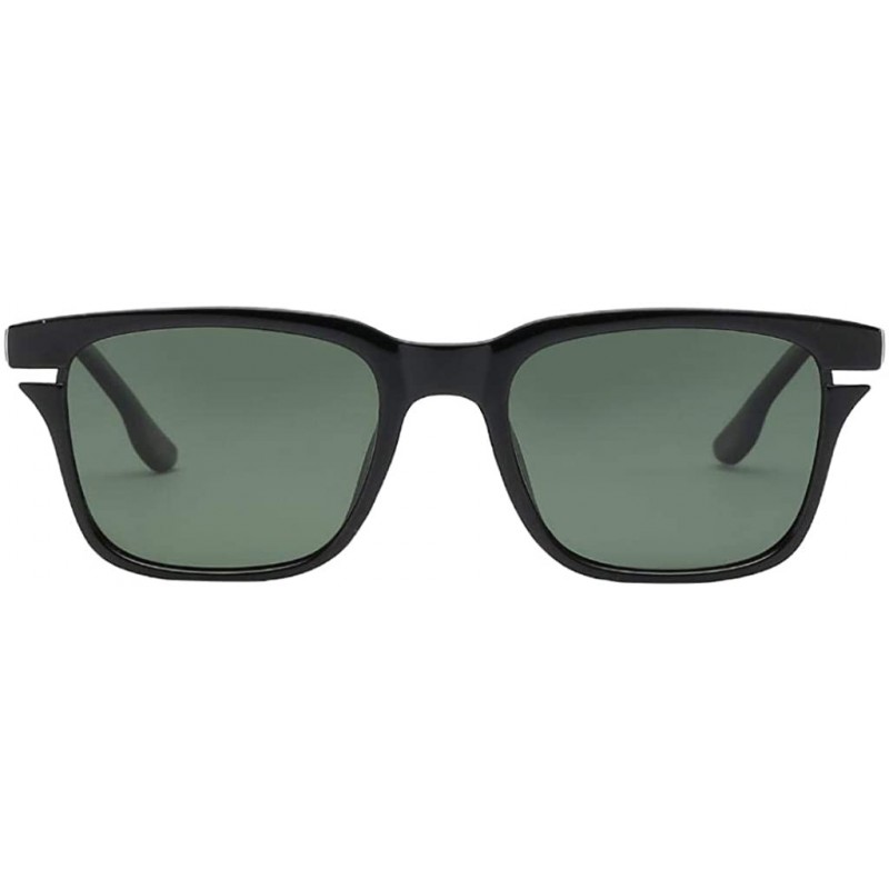 Square Square Frame Flat Top Sunglasses Retro Style Design - Black Frame Green - CI18ADMUXTZ $11.17