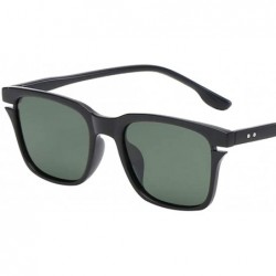 Square Square Frame Flat Top Sunglasses Retro Style Design - Black Frame Green - CI18ADMUXTZ $11.17