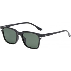 Square Square Frame Flat Top Sunglasses Retro Style Design - Black Frame Green - CI18ADMUXTZ $11.17