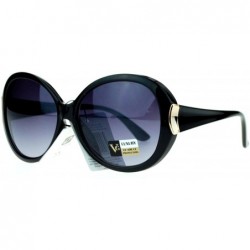 Oversized Diva Womens Round Oversize Butterfly Thick Plastic Sunglasses - All Black - CD11ZANAP61 $19.52