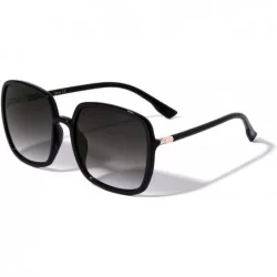 Square Dublin Round Square Thin Frame Designer Sunglasses - Black - C51960Q96WR $26.39