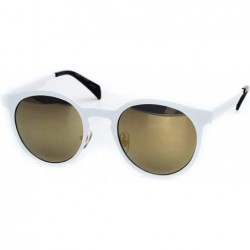Oversized 96105-1 Premium Metal Womens Mens Mirror Flat Candy Sunglasses - White/ Gold - C218O8T98MR $25.86