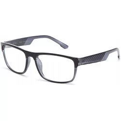Square Unisex Clear Lens Squared Frame Fashion Glasses - Grey - CX11KQRUD5B $18.00