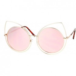 Cat Eye Womens Wire Rim Bat Cat Eye Round Circle Lens Retro Sunglasses - Gold Pink - C912NUWUDNR $10.95