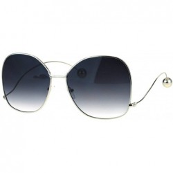 Oversized Womens Oversize Gradient Lens Swan Drop Temple Metal Rim Diva Sunglasses - Silver Smoke - CX17X6HA7T6 $22.50