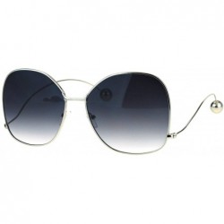 Oversized Womens Oversize Gradient Lens Swan Drop Temple Metal Rim Diva Sunglasses - Silver Smoke - CX17X6HA7T6 $12.33