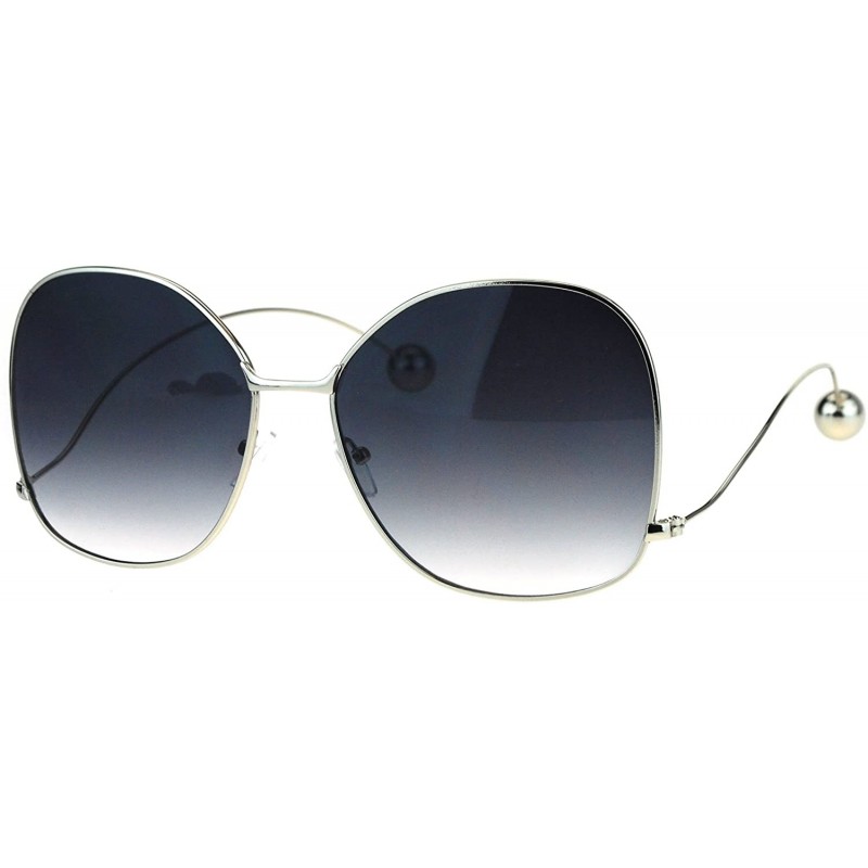 Oversized Womens Oversize Gradient Lens Swan Drop Temple Metal Rim Diva Sunglasses - Silver Smoke - CX17X6HA7T6 $12.33
