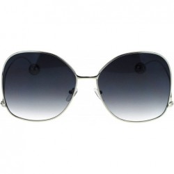 Oversized Womens Oversize Gradient Lens Swan Drop Temple Metal Rim Diva Sunglasses - Silver Smoke - CX17X6HA7T6 $12.33