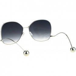 Oversized Womens Oversize Gradient Lens Swan Drop Temple Metal Rim Diva Sunglasses - Silver Smoke - CX17X6HA7T6 $12.33