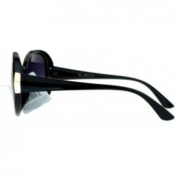 Oversized Diva Womens Round Oversize Butterfly Thick Plastic Sunglasses - All Black - CD11ZANAP61 $10.14