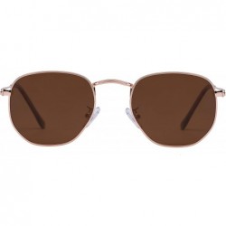 Oversized Medium Unisex Polygon Polarized Sunglasses - Rose Gold Frame With Brown Lens - CT196HL2C28 $20.23