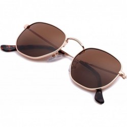 Oversized Medium Unisex Polygon Polarized Sunglasses - Rose Gold Frame With Brown Lens - CT196HL2C28 $10.68