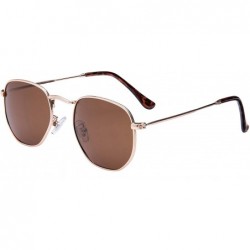 Oversized Medium Unisex Polygon Polarized Sunglasses - Rose Gold Frame With Brown Lens - CT196HL2C28 $10.68