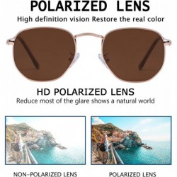 Oversized Medium Unisex Polygon Polarized Sunglasses - Rose Gold Frame With Brown Lens - CT196HL2C28 $10.68