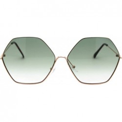 Oversized Womens Hexagon Shape Sunglasses Thin Metal Frame Oversized Fashion UV 400 - Gold (Green) - CY196CC6I48 $14.26