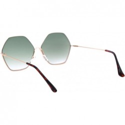 Oversized Womens Hexagon Shape Sunglasses Thin Metal Frame Oversized Fashion UV 400 - Gold (Green) - CY196CC6I48 $14.26