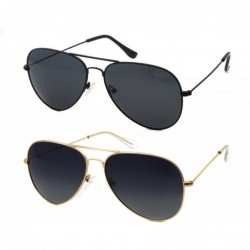 Aviator Metal Sunglasses Fashion UV400 Polarized Lens - Black Frame / Gray Lens + Gold Frame / Gradient Grey Lens - CT18653NZ...