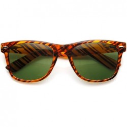 Wayfarer Classic Iconic Brown Stripe Glass Lens Horn Rimmed Sunglasses (Brown-Stripe) - CW11J49XD6X $18.30