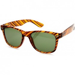 Wayfarer Classic Iconic Brown Stripe Glass Lens Horn Rimmed Sunglasses (Brown-Stripe) - CW11J49XD6X $8.16