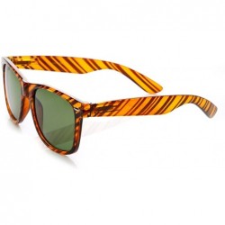Wayfarer Classic Iconic Brown Stripe Glass Lens Horn Rimmed Sunglasses (Brown-Stripe) - CW11J49XD6X $8.16