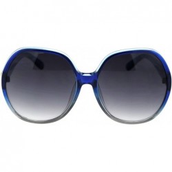 Oversized Womens Large Mod Round Plastic Celeb Sunglasses - Blue Smoke - CX18ROW2HG0 $10.73