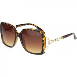 Oversized Womens Squared rectangle Rhinestone Jewel Butterfly Designer Sunglasses - Tortoise Gradient Brown - CG18MD7CN2W $24.04