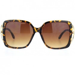 Oversized Womens Squared rectangle Rhinestone Jewel Butterfly Designer Sunglasses - Tortoise Gradient Brown - CG18MD7CN2W $11.39