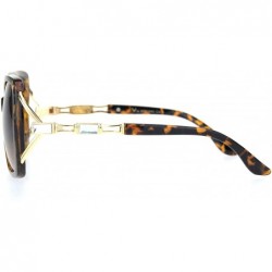 Oversized Womens Squared rectangle Rhinestone Jewel Butterfly Designer Sunglasses - Tortoise Gradient Brown - CG18MD7CN2W $11.39