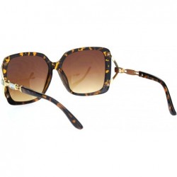 Oversized Womens Squared rectangle Rhinestone Jewel Butterfly Designer Sunglasses - Tortoise Gradient Brown - CG18MD7CN2W $25.62