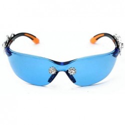 Rimless Rhinestone transparent sunglasses diamond eyeglasses - Blue - C918A8NETW8 $18.34