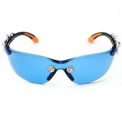 Rimless Rhinestone transparent sunglasses diamond eyeglasses - Blue - C918A8NETW8 $18.34
