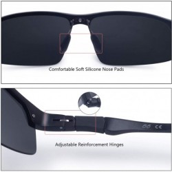 Sport Mens Sunglasses Polarized Sport Sunglasses for Men Driving Fishing UV400 Protection Metal Frame - CC1947TAMMX $22.57