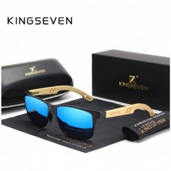 Rectangular Genuine adjustable sunglasses Square men polarized UV400 Al-Mg And Bamboo - Black/Blue - C218X9USRL9 $28.01