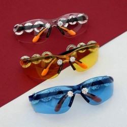 Rimless Rhinestone transparent sunglasses diamond eyeglasses - Blue - C918A8NETW8 $18.34