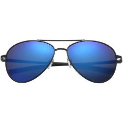 Wayfarer Classic Polarized Ultra Light Flex Hinge Aluminum Aviator Sunglasses - Aluminum Black - Polarized Ice Blue - CY188X4...