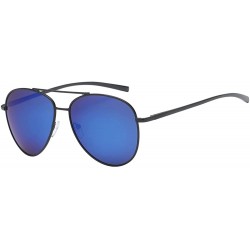 Wayfarer Classic Polarized Ultra Light Flex Hinge Aluminum Aviator Sunglasses - Aluminum Black - Polarized Ice Blue - CY188X4...