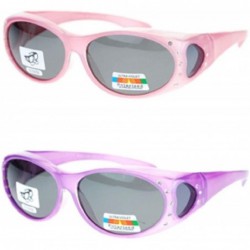 Wrap 2 Pair Polarized Rhinestone Oval Lens Shield Fit Over Glasses Sunglasses Anti Glare - 2 Pair Pink/Purple - CU198M04MQT $...