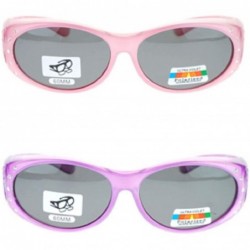 Wrap 2 Pair Polarized Rhinestone Oval Lens Shield Fit Over Glasses Sunglasses Anti Glare - 2 Pair Pink/Purple - CU198M04MQT $...