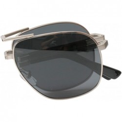 Sport Limited Edition Metal Alloy Frame Folding Compact Pocket Aviator Sunglasses - Silver - CO12EJZX4CJ $13.78